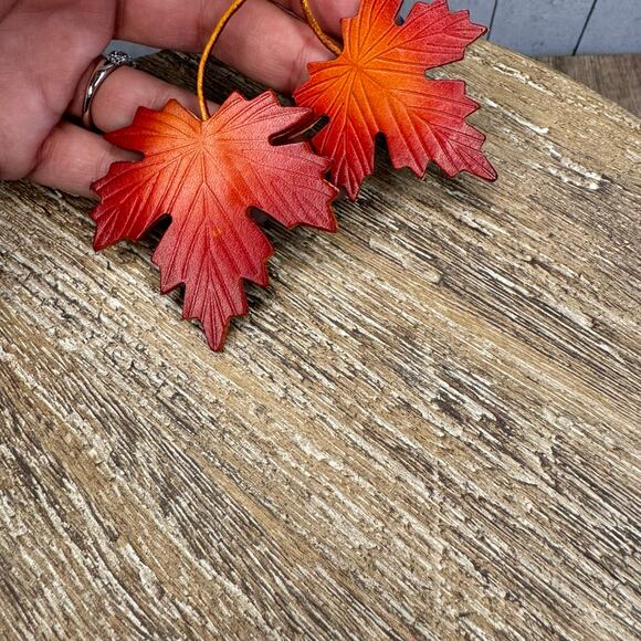 Genuine Leather Maple Leaf Bag Charm Autumn Leaves Brown Leather Crossbody Charm - Picture 8 of 8